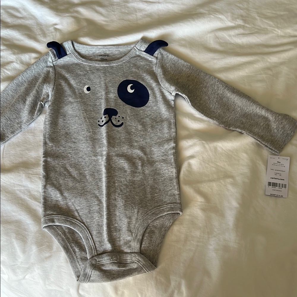 Gray and Blue Puppy Onesie